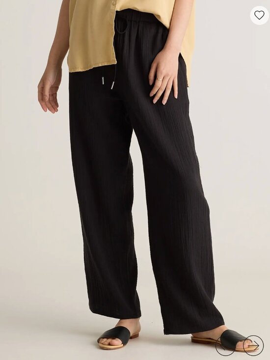 Quince Pants - Quince 100% Organic Cotton Gauze Black Straight Leg Pants size Medium